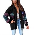 thumbnail image 2 of OSFVNOXV Black Jean Jackets Women Sequin Jacket Trendy Long Sleeve Button Down Glitter Tassel Windbreaker Bomber Motorcycle Jackets, 2 of 7