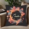 thumbnail image 5 of Set of 2 Decorative Throw Pillow Covers 18x18in - Vibrant Black Background with Overlapping Orange & Pink Circles ' Just Breathe ' Cursive Design, 5 of 8