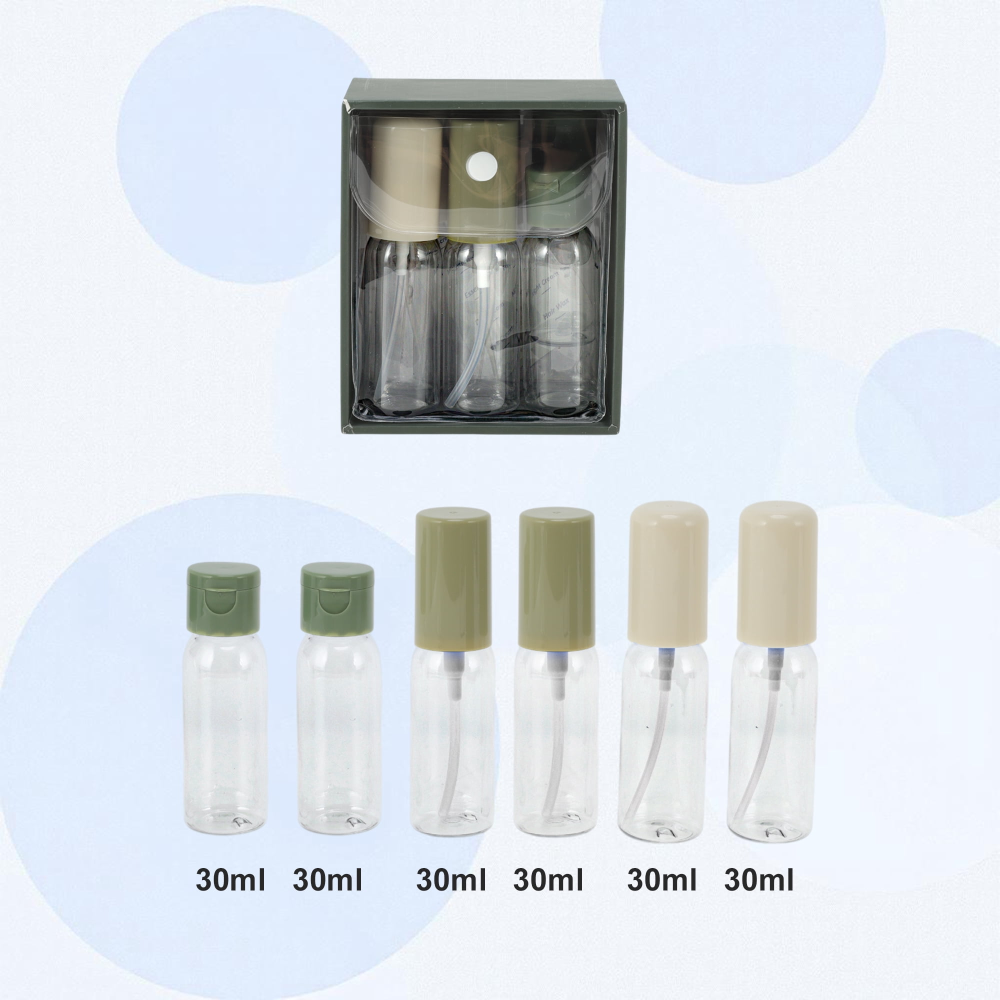 Unique Bargains Refillable Travel Container Set 8 Pcs Green, Beige