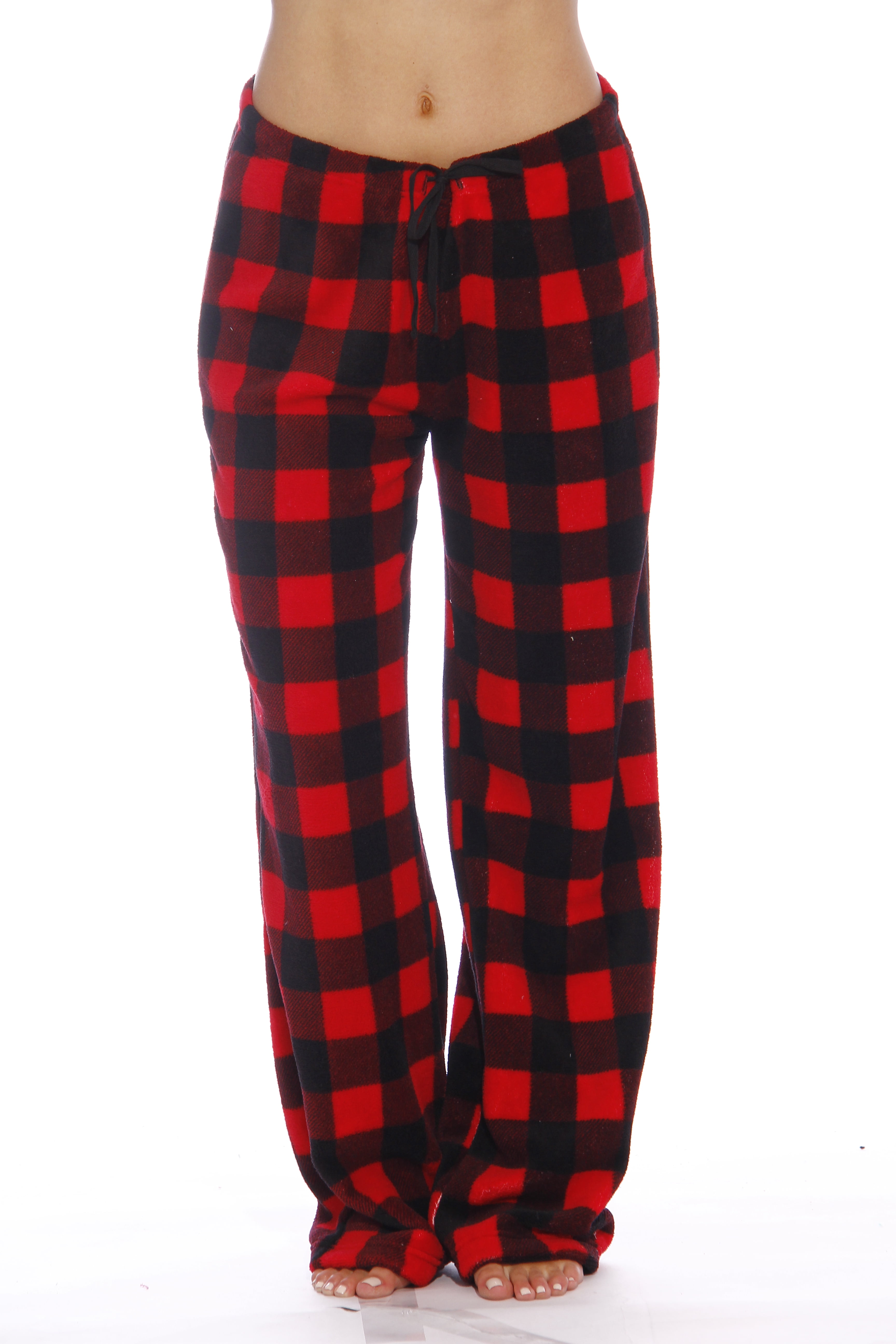 Plaid Plush Fleece Pajama Pant (Buffalo Plaid Red, Small) - Walmart.com