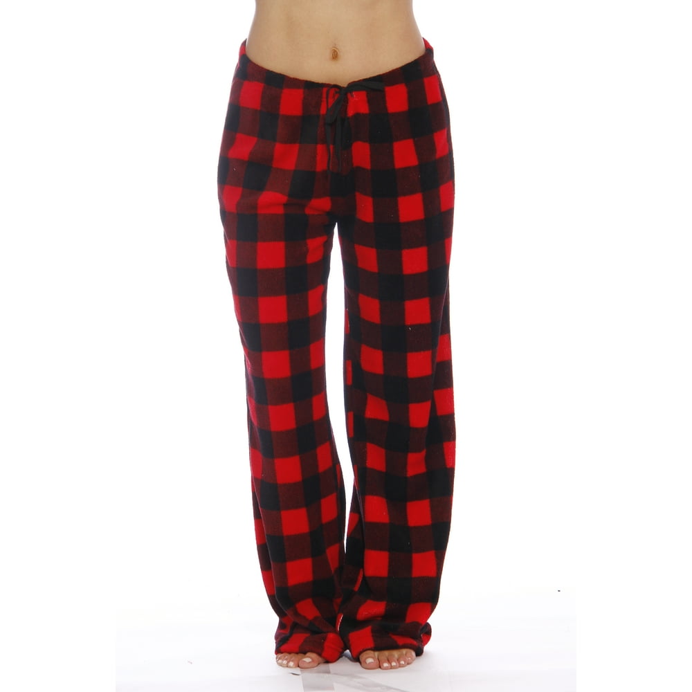 Just Love - Plaid Plush Fleece Pajama Pant (Buffalo Plaid Red, Small ...