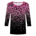 thumbnail image 4 of Women Causal T-shirt Sparkle Sequin Printed 3/4 Sleeve Crewneck Pullover Dressy Glitter Loose Tunic Tee, 4 of 4