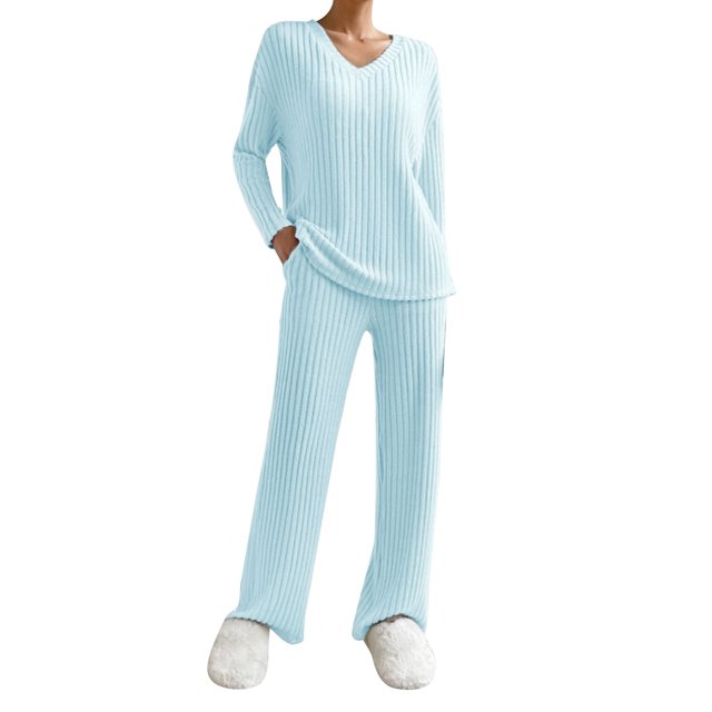 Combinaison de Mariage Automne et Hiver pour Femmes 2025, Pantalon Grand Décontracté, Tricoté, Robe de Soirée, Chandail Uni, Ensemble Deux Pièces