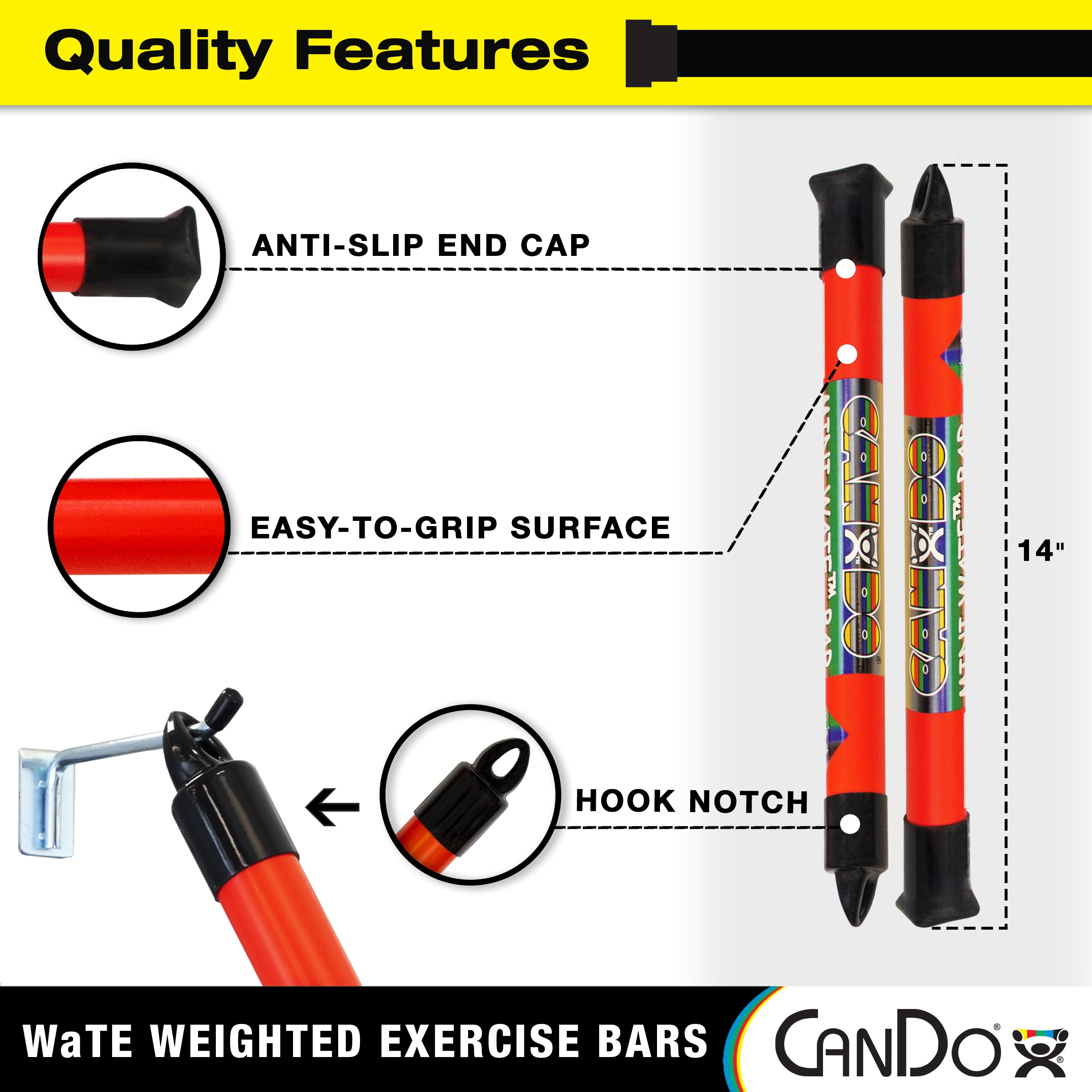 Cando Mini Wate Bar Pair, 14" Length