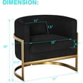 thumbnail image 3 of Velvet Accent Chair Gold Modern Barrel Chair Upholstered Arm Chairs for Bedroom Living Room Sofa Chair Club Chairs Black, 3 of 8