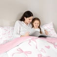 thumbnail image 4 of spefrowx Girly Pink Bow Full Size Bedding Sets for Girls, Cartoon Love Heart Print Full Size Bed in a Bag, Pink Reversible, 7 Pieces, 4 of 6