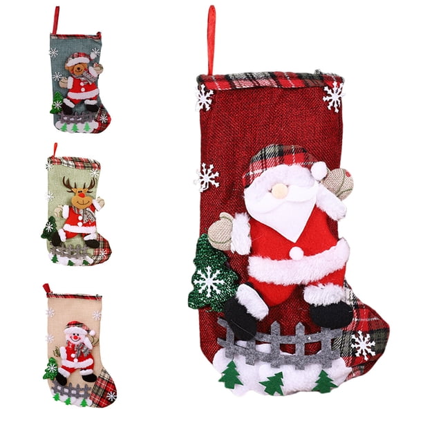 Yuarrent Calcetín de Navidad árbol de Navidad chimenea pared ventana regalos bolsa tarjeta almacenamiento calcetín Oficina vacaciones Kits de decoración para fiestas Tipo 1