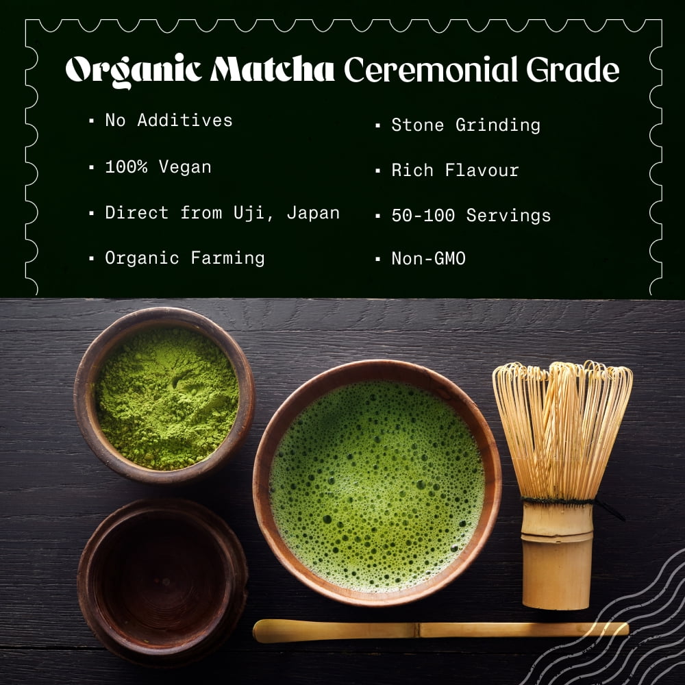 NaturaleBio Matcha Green Tea Powder Ceremonial Grade Organic 3.5 oz