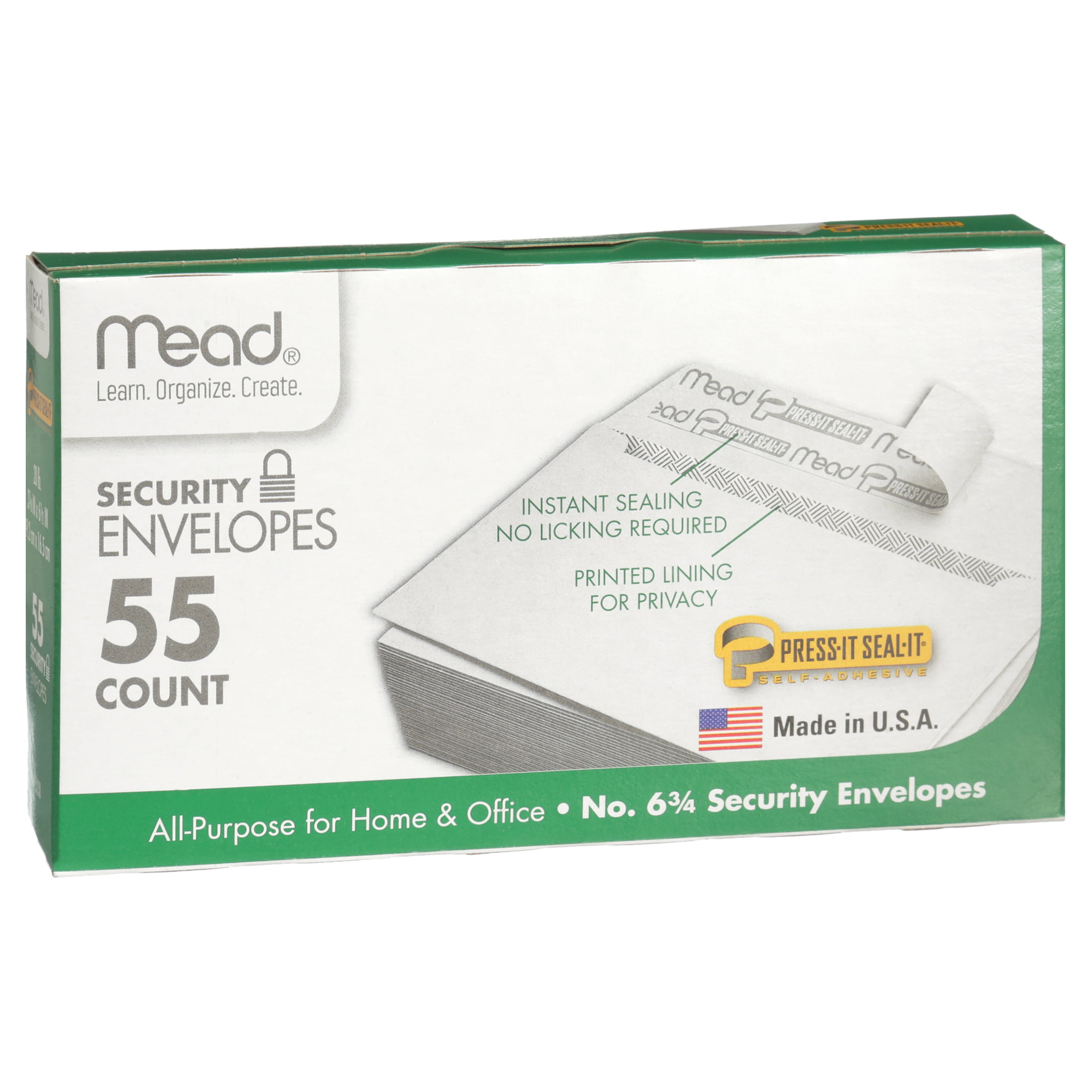 Pack of 3 X 55 Count Mead Press-It Seal-It #6 3/4 Security Envelopes 