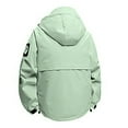 thumbnail image 3 of PiGOGI Men's Solid Color Waterproof Hooded Jacket Long Sleeve Workwear with Multiple Pockets for Outdoor Activities Mint Green L, 3 of 8