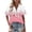 Pink, variant on Womens Tops Short Sleeve Summer Printing Flax Plaid Flared Hem Button-Up Shirt Black XXL