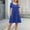 Blue, variant on qelini Summer Dresses for Women Pocket Baggy Mid-Length Dresses Crewneck Short Sleeve A-line Dress Solid Color Dress