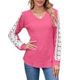 thumbnail image 3 of UVN Long Sleeve Shirts for Women Fall V Neck Lace Blouses Casual Dressy Tunic Pullover Sweaters Tops, 3 of 9