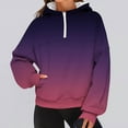 thumbnail image 3 of Quarter Zip Pullover Women Long Sleeve Solid Color/Gradient Casual Zip Up Hoodie Trendy Fall Sweatshirts 2025, 3 of 5