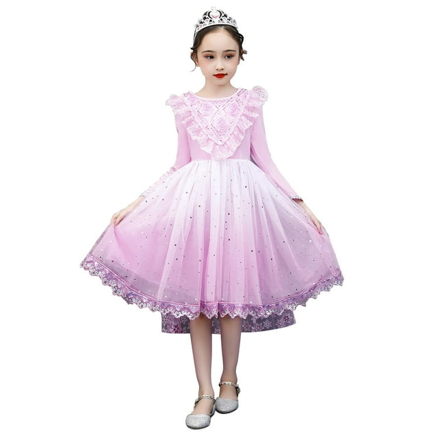 Princess Dress, Long-Sleeve Costume for Girl's 3-8 Years, Pink