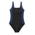 thumbnail image 5 of Girl Swimsuits Color Block Ruched 1 Piece Bathing Suit for Girls Girls Swimsuits Size 7-8 Adjustable Straps Padded Beach Swimwear, Size 7-8 Years,Black, 5 of 5