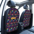 thumbnail image 3 of Pofeuu mushroom rainbow color Skull Print 2 Pack PU Leather Kick Mat Back Seat Protector, Universal Car Seat Back Organizer, Waterproof Backseat Protector For Most Car, 3 of 8