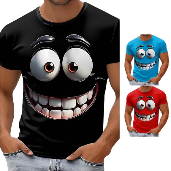 XIAOCHA Men's Funny Graphic T Shirt Short Sleeve Crew Neck Novelty Tees