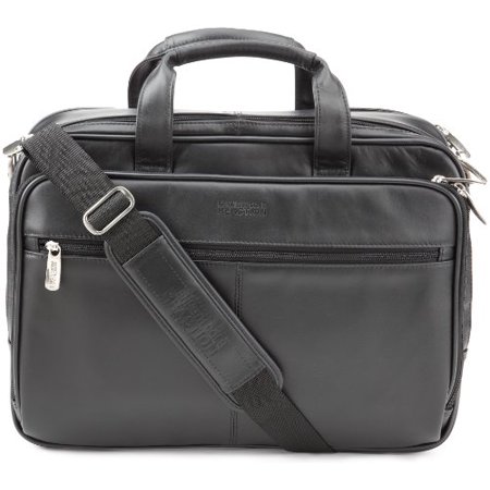 Solo 15.4 Leather Laptop - Kenneth Cole Leather Portfolio/Computer Case, Black, Fits 15.4