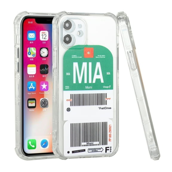for Apple iPhone 11 (6.1") Airplane Travel Boarding Pass Tags Design Clear Transparent Soft TPU Bumper Shockproof Protective Cover ,Xpm Phone Case [MIA -Miami]