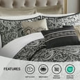 thumbnail image 3 of Regency Heights 24PCs Traditional Paisley Jacquard Comforter Set with Window Curtains,Room in a Bag,Queen,24 Pieces-Black, 3 of 7