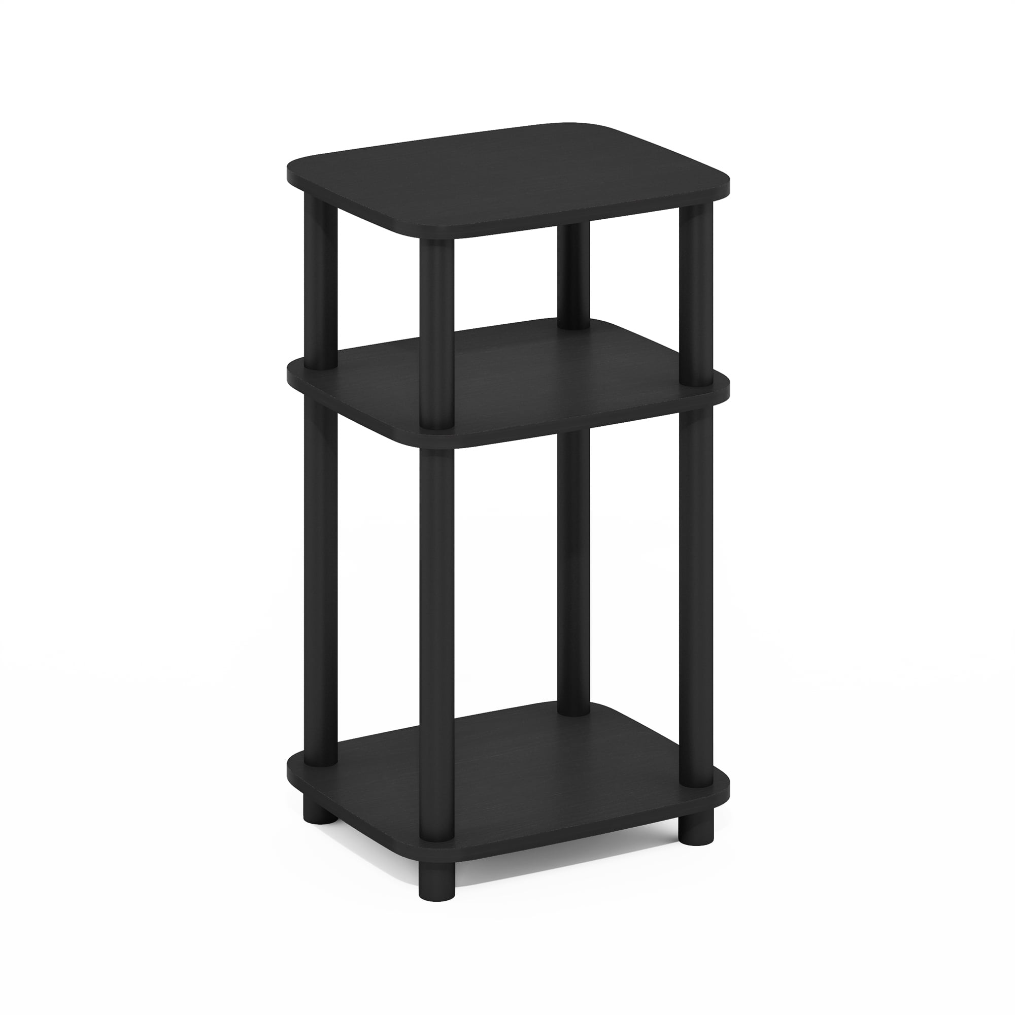 Furinno Just 3-Tier Turn-N-Tube Curve End Table, Side Table, 1-Pack, Americano/Black