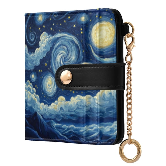 Qxltty Starry Night Ladies Wallet Rfid Slim Thin Compact Credit Card Women Wallet Zipper Coin Pocket and ID Window for Female Gifts