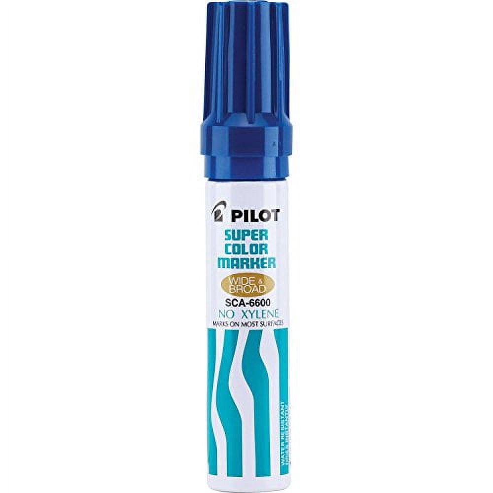Pilot Super Color Jumbo Permanent Markers, Extra Wide Chisel Point, Xylene-Free, Blue Ink, Dozen Box (45200)