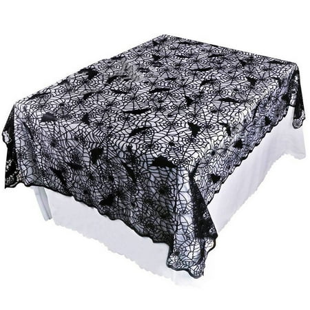 

Halloween Indoor Decor Black Spider Web Lace Table Tablecloth Runner Home Party 60X84 In
