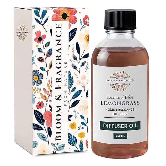 Lemongrass Reed Diffuser Refiller Oil 250ml | Essence of Eden Home Fragrance | Long-Lasting Aromatherapy Scent for Diffusers