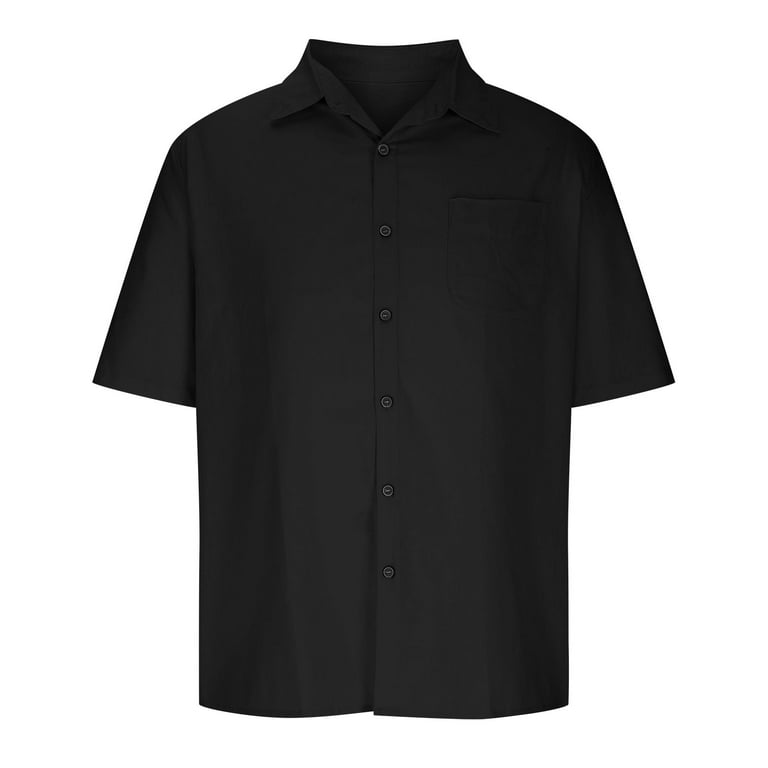 SMihono Deals 2024 Young Mens Lapel Tees Tops Buttons Henley Shirt Men  Casual Solid Buttons Beach Pullover Stand-up Collar Short Sleeve Shirt  Blouse Black 4 