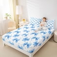 thumbnail image 3 of Erosebridal Blue Watercolor Bow Tie Bed Sheets 4pcs for Girls Women,Cartoon Floral Clover King Sheets for Kids Teens,Luxury Bedroom Decor, 3 of 5