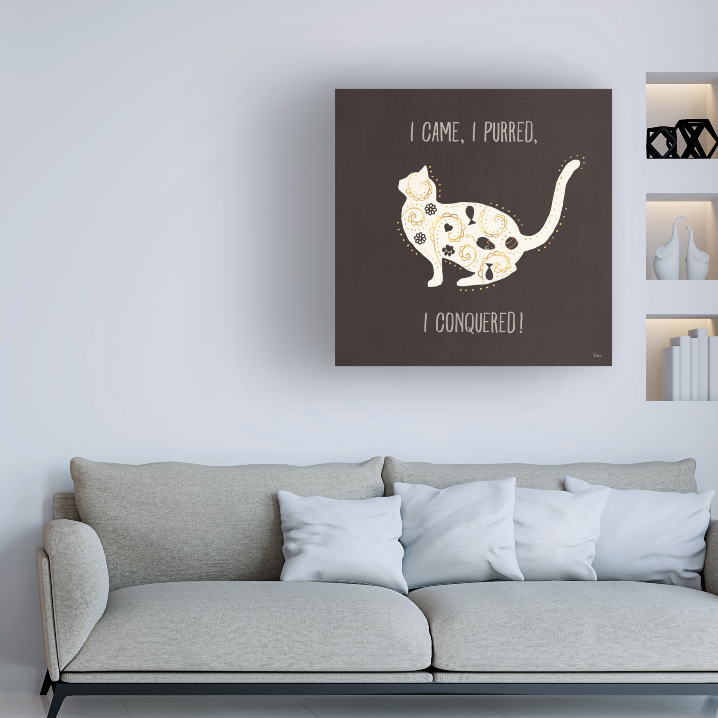 Trademark Fine Art 'Otomi Cats V Dark Neutral' Canvas Art by Veronique Charron