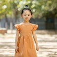 thumbnail image 1 of Faithtur Girl?s Pleated Fly Sleeve Solid Color Bow Backless A-line Dress, 1 of 10
