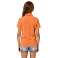 thumbnail image 3 of Garbnen Polo Shirt Girls Collared Short Sleeve Girl Golf Shirt Preppy Student Back To School Button Up Teen Girls School Uniform Orange 11-12Y, 3 of 6