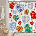 thumbnail image 2 of Valentine''s Day Shower Curtain Boho Love Heart Flower Polka Dot Colorful Romantic Creative Sweet Couple Cute Fabric Decorative Bathroom Curtains with Hooks,Red Purple White, 2 of 3