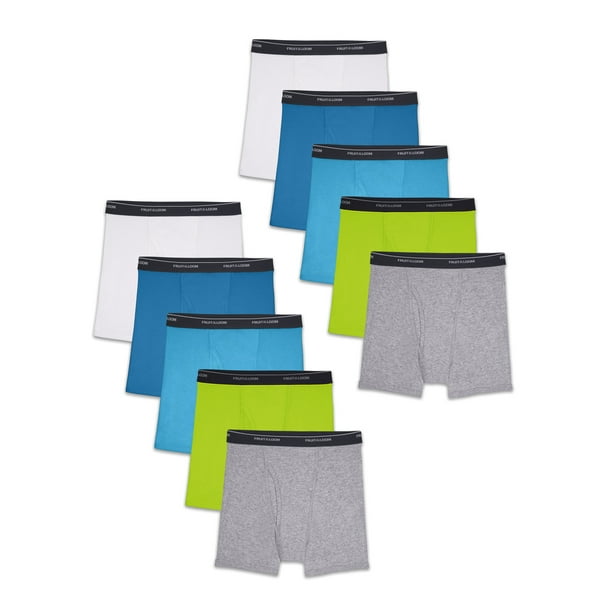 Fruit of the Loom Boys Underwear, 10 Pack Assorted Boxer Briefs, Sizes S-XL  