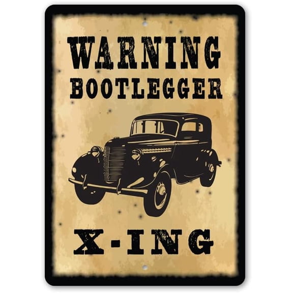 Bootlegger Crossing Aluminum Metal Decor Sign - 8" x 12"