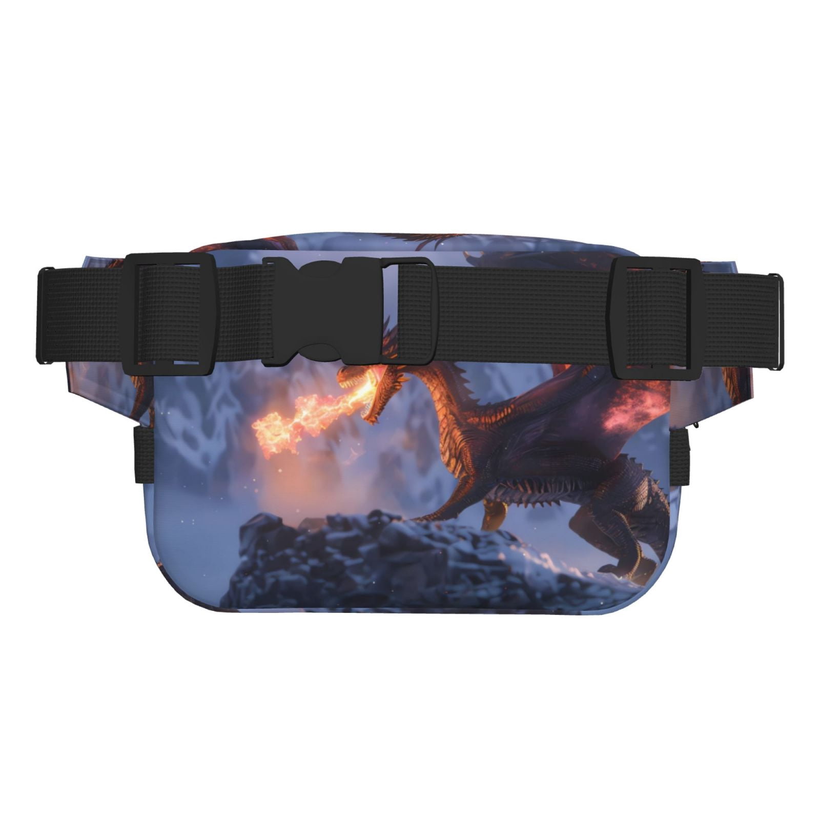 Picia Winter Fire Dragon Print Square Double-Layer Waist Bag Mini Adjustable Waist Belt Bag Exercise Running Travel Hiking