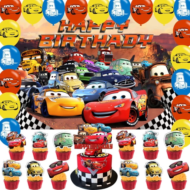Fondo de vinilo con dibujos animados para fiesta de cumpleaños con coche, 150 x 90 cm