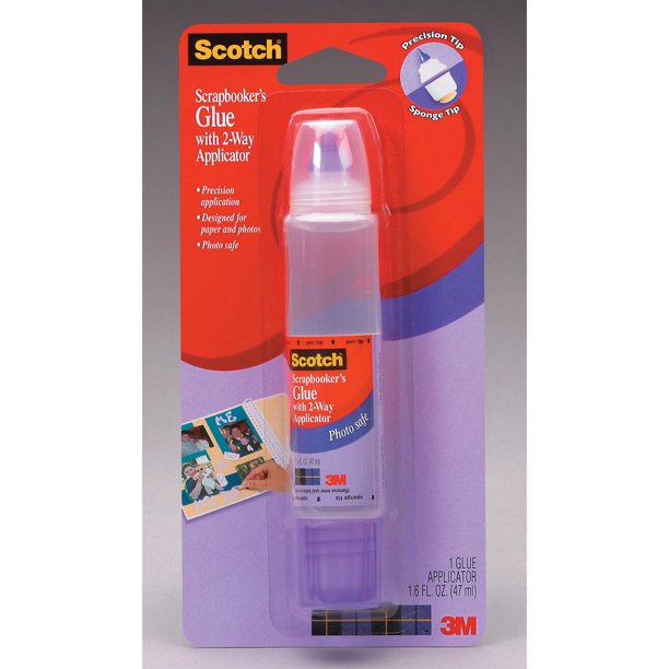 Scotch 1.6 Oz. Scrapbook Glue with 2 Way Applicator, 1 Each Walmart