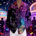 thumbnail image 2 of FYEGRE Men's Long Sleeve Sequin Dress Glitter Shirt 70s Disco Party 70s Outfit Men, New Year's Eve Outfit Men Black XXXXL, 2 of 4