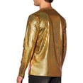 thumbnail image 3 of INSPIRE CHIC Metallic T-Shirt for Men's Crew Neck Long Sleeves Party Club Shiny T-shirts L Golden, 3 of 5