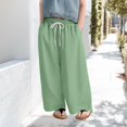 thumbnail image 2 of XQYLOS Girls Wide Leg Casual Pants Side Slit D𝖱awstring Elastic Waist Flowy Track Pants Breathable 𝖲tretch 4-14 Years Lightweight Lounge, 2 of 6