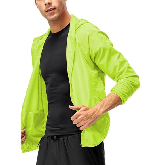 Lumento Men Basic Windbreaker Jacket Casual Long Sleeve Hooded Shirt Outdoor Active Wear Tops Blouses with Pockets