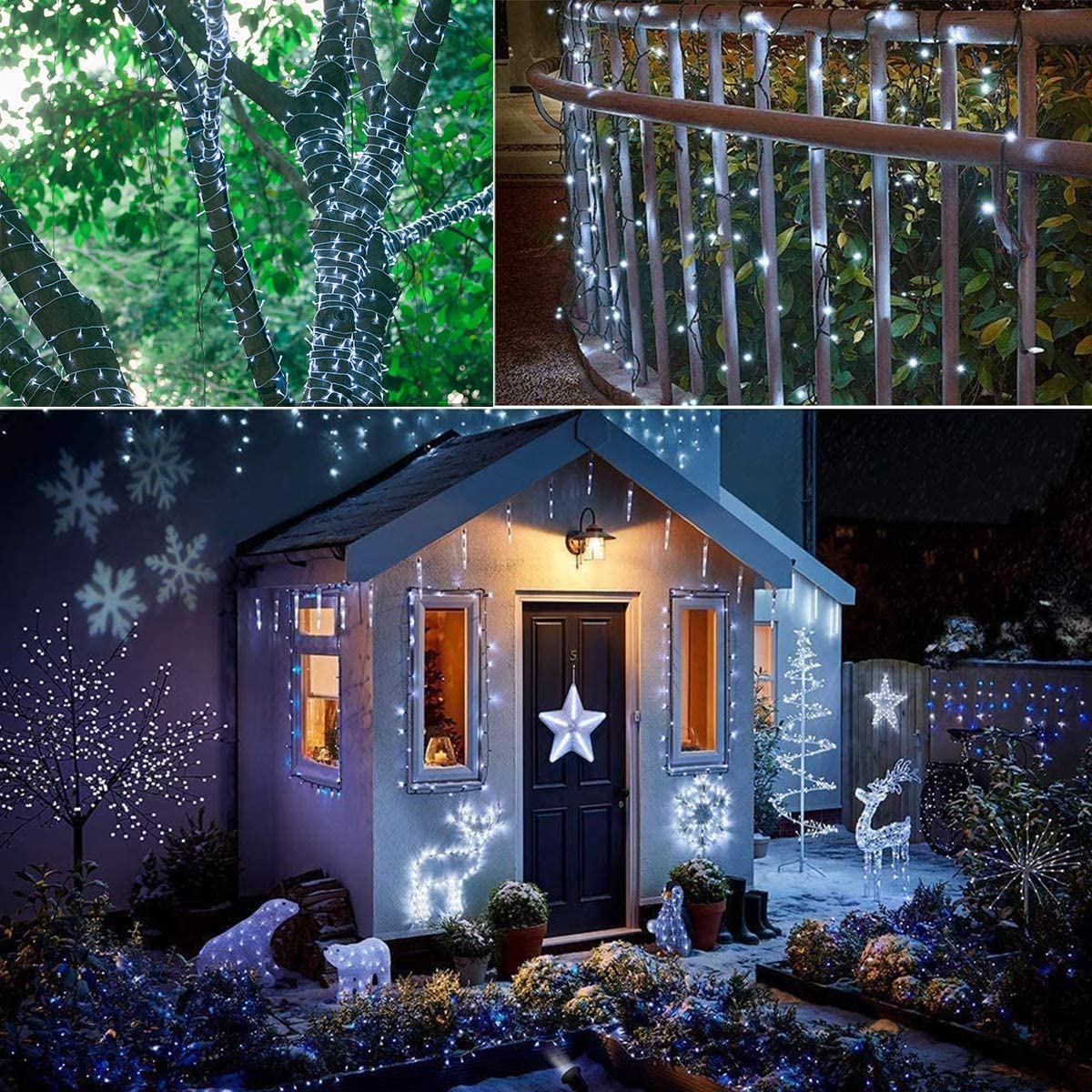 Rirool 2-Pack Solar String Lights 100LED, Cool White photo 3