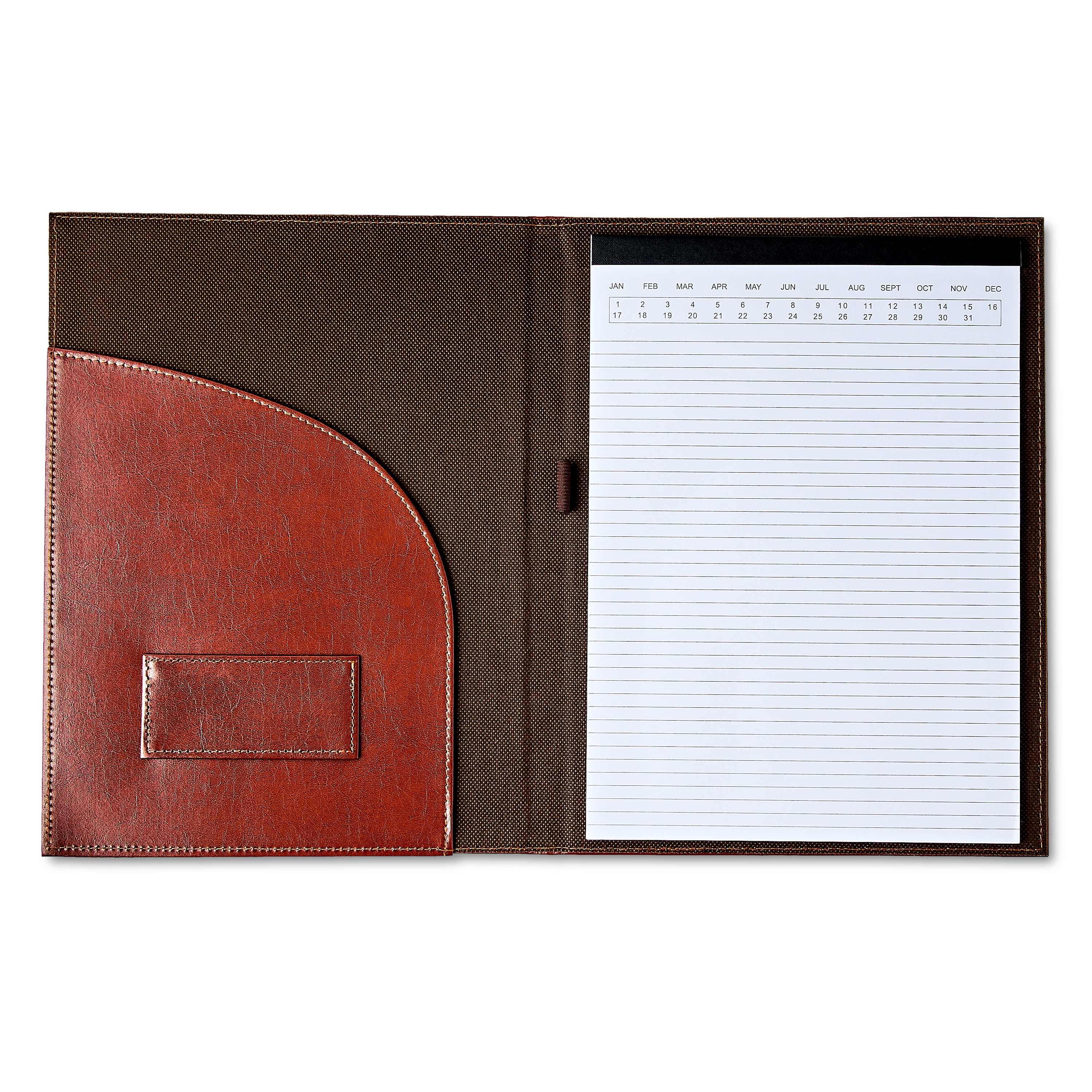 Pen+Gear Bonded Leather Padfolio, Brown, 9.5 in x 12.25 in, 1 College Ruled Writing Pad Included