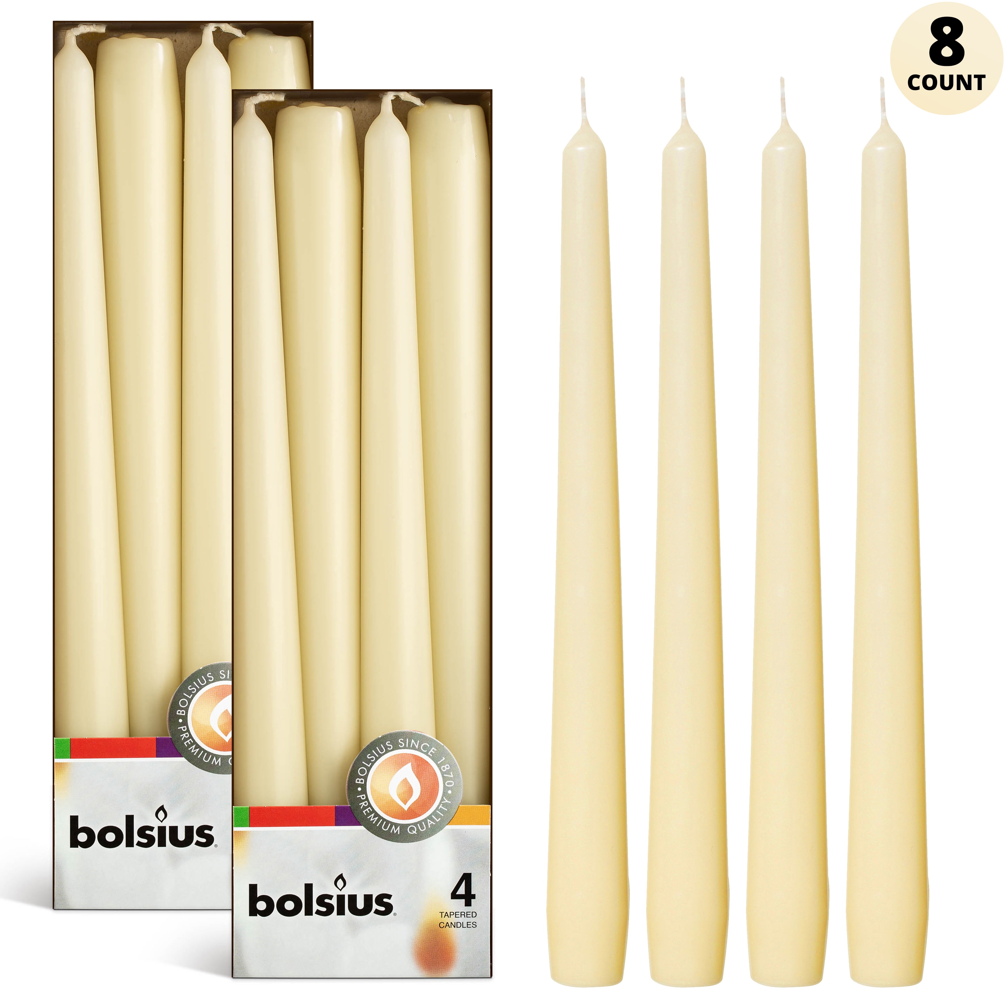 Bolsius Straight Unscented Ivory Candles Pack of 45 - 7-inch Long