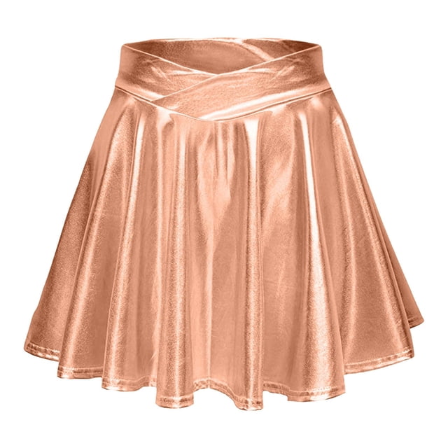 TaTaai Women's High Waist Pleated Skirt Solid Color Satin Mini Skirt with Cross Waistband Casual Stretchy Elastic Short Skirt Gift