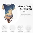 thumbnail image 4 of Balery Western Desert Cloud Cowboy Body de cuello redondo de manga corta para mujer Tops de manga corta Tops básicos-Medium, 4 of 7